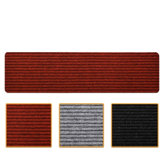 Ottomanson Non-Slip Indoor Carpet Stair Treads with Peel & Stick Self-Adhesive for Wood Stairs 7.9" x 29.9", 14 Pack, Red