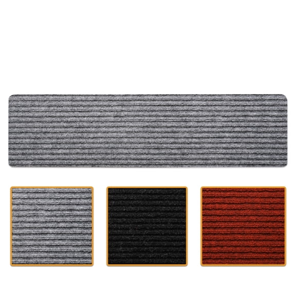 Ottomanson Non-Slip Indoor Carpet Stair Treads with Peel & Stick Self-Adhesive for Wood Stairs 7.9" x 29.9", 7 Pack, Gray