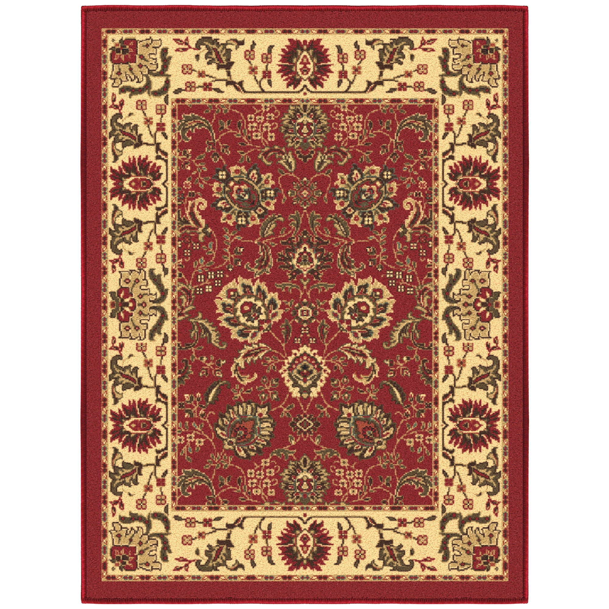 Ottomanson Non-Slip Indoor Entryway Rug 1'10.5" x 3' – Low Pile Stain Resistant Door Mat, Oriental Red