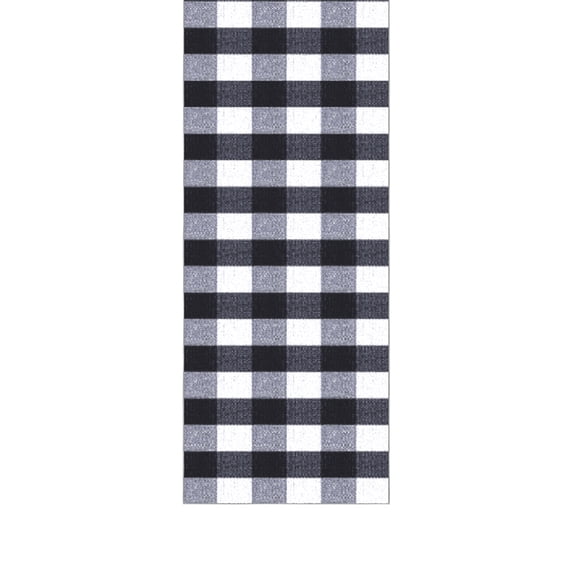 Ottomanson Non-Slip Kitchen Runner Rug 1'10.5" x 5' – Low Pile Stain Resistant Floor Mat, Buffalo Plaid Black/White