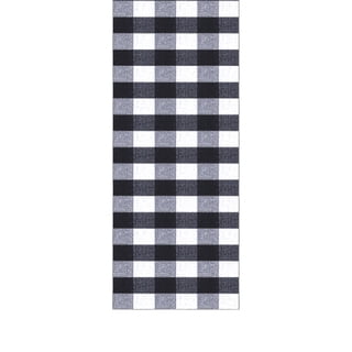 Ottomanson Non-Slip Kitchen Runner Rug 1'10.5" x 5' – Low Pile Stain Resistant Floor Mat, Buffalo Plaid Black/White