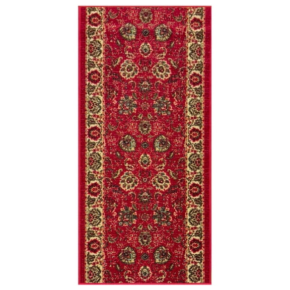 Ottomanson Non-Slip Kitchen Runner Rug 1'10.5" x 5' – Low Pile Stain Resistant Floor Mat, Oriental Red