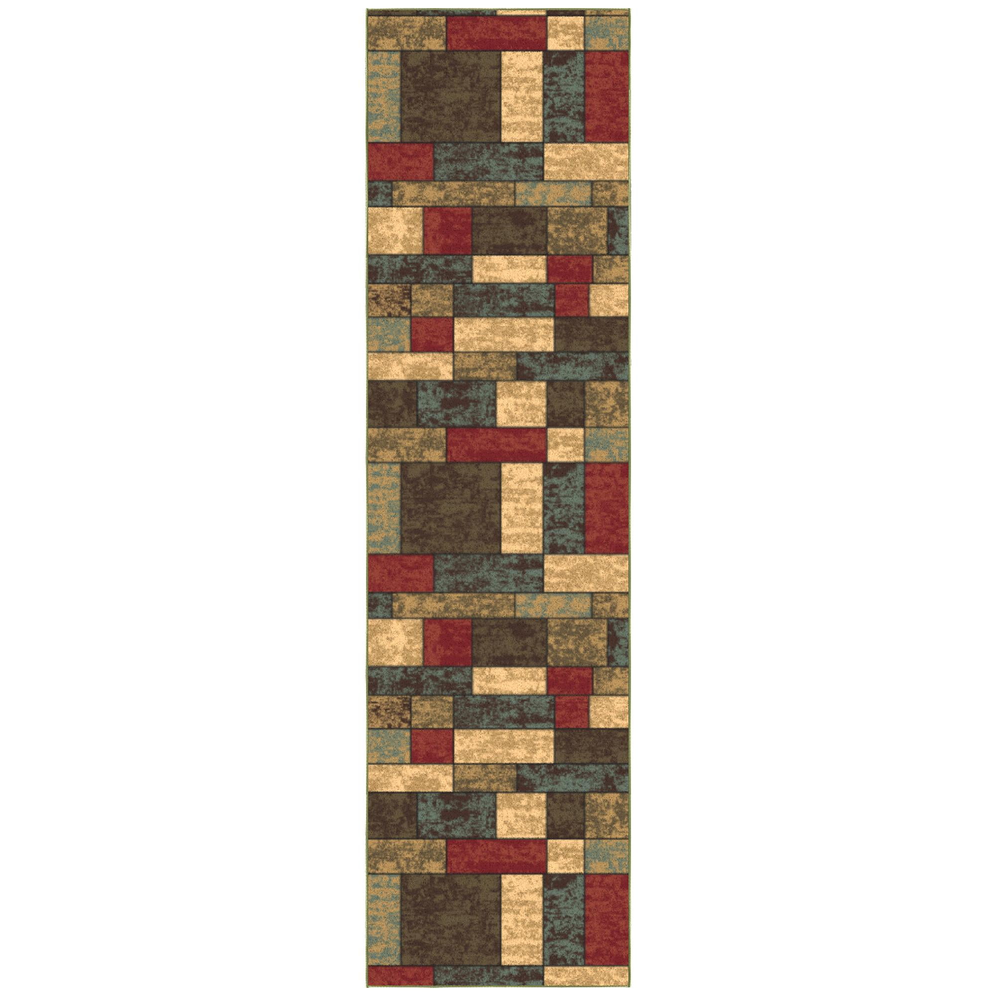 Ottomanson Non-Slip Rubberback Boxes 3x10 Indoor Runner Rug, 2'7