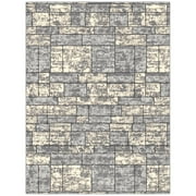 Ottomanson Non-Slip Area Rug for Living Room 5' x 6'6" Durable Low Profile Carpet, Gray Boxes