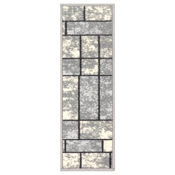 Ottomanson Non-Slip Rubberback Boxes 8.5" x 26" Indoor Stair Treads, 7 Pack, Gray