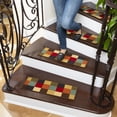 thumbnail image 1 of Ottomanson Non-Slip Rubberback Checkered 8.5" x 26" Indoor Stair Treads, 14 Pack, Multicolor, 1 of 11
