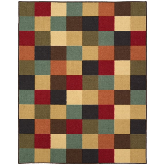 Ottomanson Non-Slip Area Rug for Living Room 7'10" x 9'10" Durable Low Profile Carpet, Multicolor