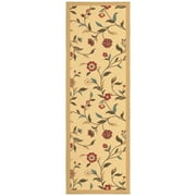 Ottomanson Floral Bathroom Runner Rug 20" x 53" - Non Slip Low Pile Carpet, Beige