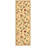 Ottomanson Floral Bathroom Runner Rug 20" x 53" - Non Slip Low Pile Carpet, Beige