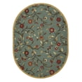 thumbnail image 1 of Ottomanson Floral Area Rug 5' x 6'6" Oval - Non Slip Low Pile Carpet, Seafoam Green, 1 of 8