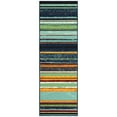 thumbnail image 1 of Ottomanson Striped Bathroom Runner Rug 20" x 59" - Non Slip Low Pile Carpet, Multicolor, 1 of 13