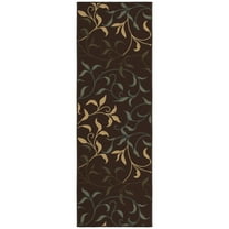 Ottomanson Non-Slip Rubberback Leaves 2x5 Indoor Runner Rug, 20" x 59", Brown
