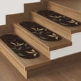 thumbnail image 1 of Ottomanson Non-Slip Rubberback Leaves 8.5" x 26" Indoor Oval Stair Treads, 14 Pack Oval, Brown, 1 of 9