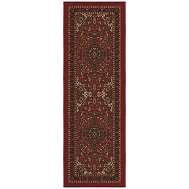 Ottomanson Non-Slip Rubberback Medallion Oriental 2x5 Indoor Runner Rug, 20" x 59", Red