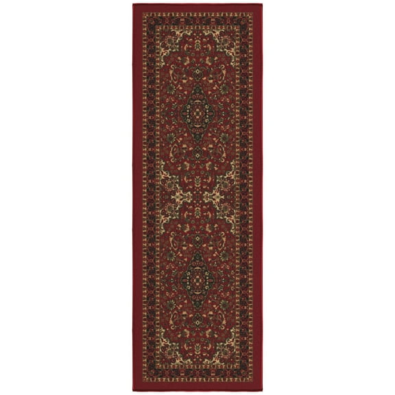 Ottomanson Non-Slip Hallway Runner Rug 20" x 59" Perfect for High Traffic Areas, Red Oriental