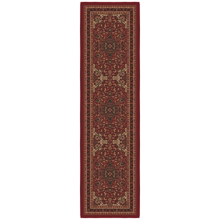 Ottomanson Medallion Kitchen Runner Rug 1'10" x 6' - Non Slip Low Pile Carpet, Red