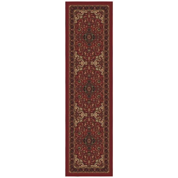 Ottomanson Non-Slip Rubberback Medallion Oriental 3x10 Indoor Runner Rug, 2'7" x 9'10", Red