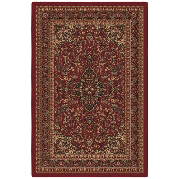 Ottomanson Medallion Area Rug 3'3" x 4'7" - Non Slip Low Pile Carpet, Red