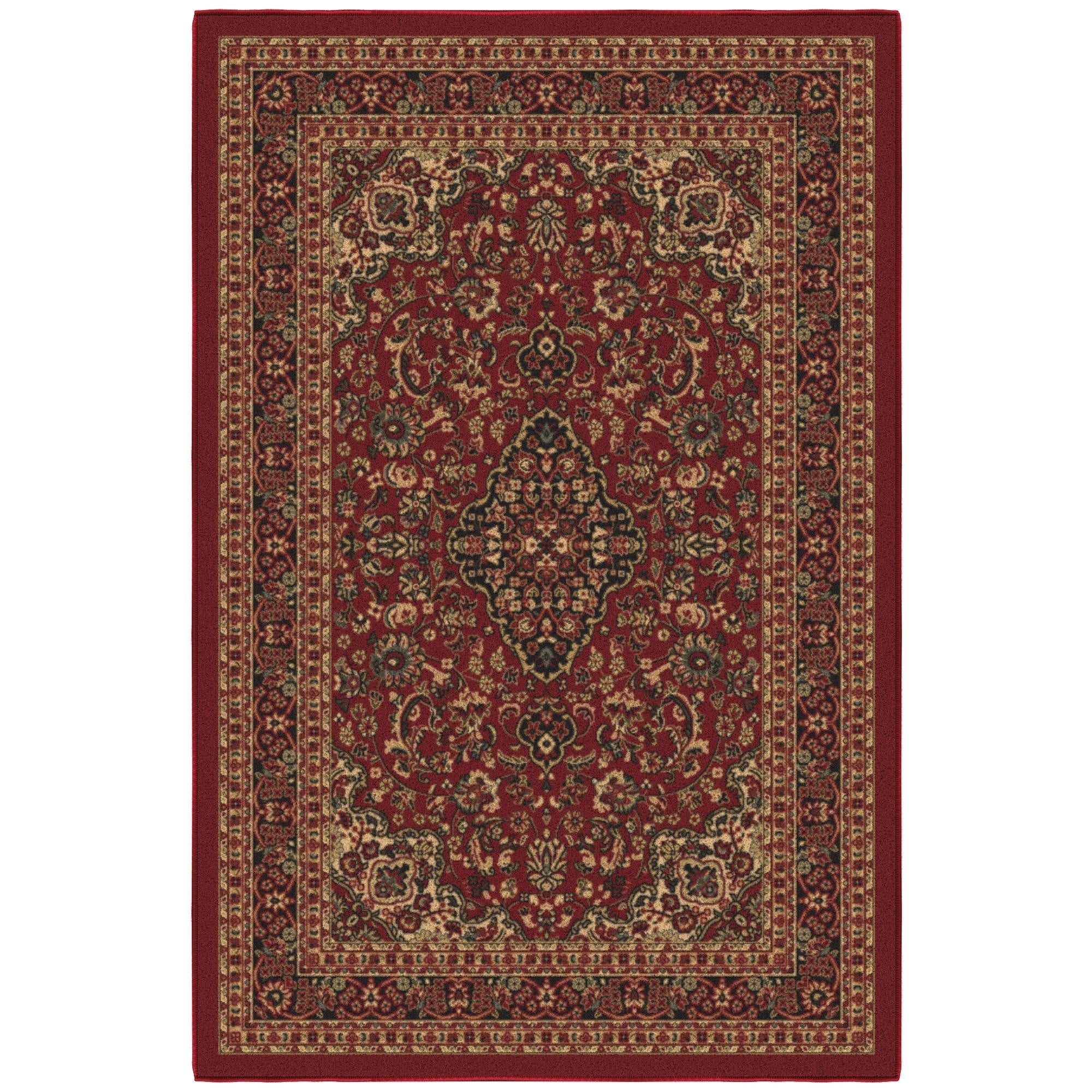 Ottomanson Medallion Area Rug 3'3" x 4'7" - Non Slip Low Pile Carpet, Red
