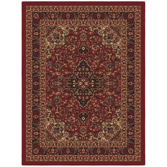 Ottomanson Medallion Area Rug 5' x 6'6" - Non Slip Low Pile Carpet, Red