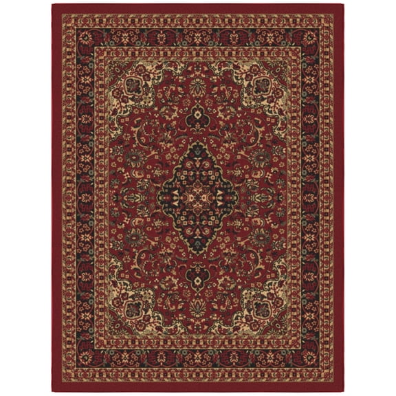Ottomanson Medallion Area Rug 5' x 6'6" - Non Slip Low Pile Carpet, Red