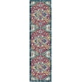 thumbnail image 1 of Ottomanson Non-Slip Rubberback Modern Medallion 2x7 Indoor Runner Rug, 1'10" x 7', Red/Blue, 1 of 8