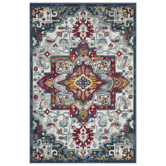 3x5 Inch Rug Ottomanson Non-Slip Rubberback Modern Medallion 3x5 Indoor Area Rug, 3 ...