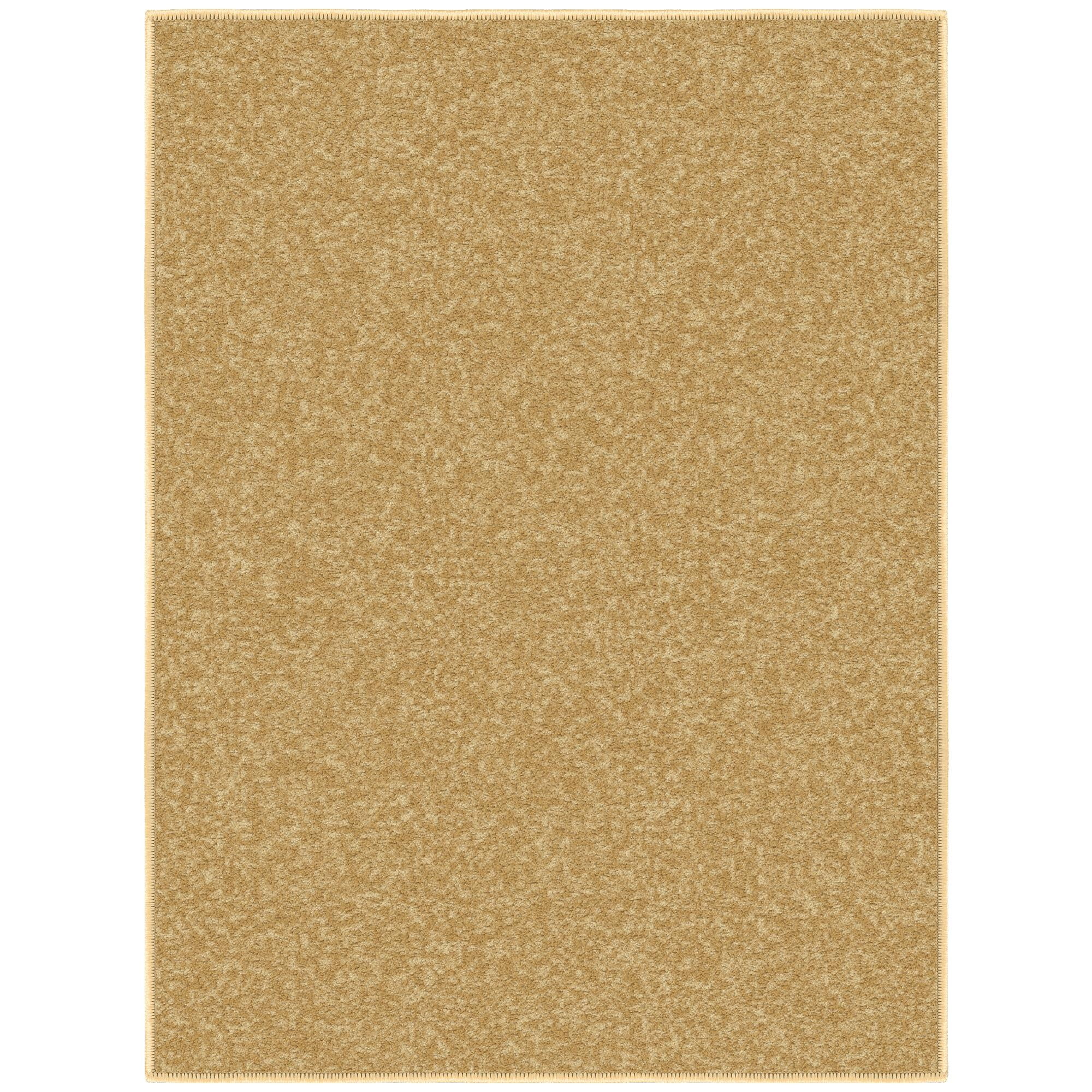 Ottomanson Solid Indoor Doormat 2'3" x 3' - Non Slip Low Pile Area Rug for Entryway, Beige