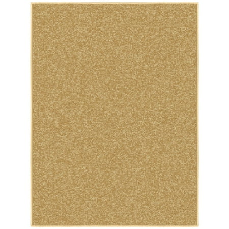 Ottomanson Solid Indoor Doormat 2'3" x 3' - Non Slip Low Pile Area Rug for Entryway, Beige