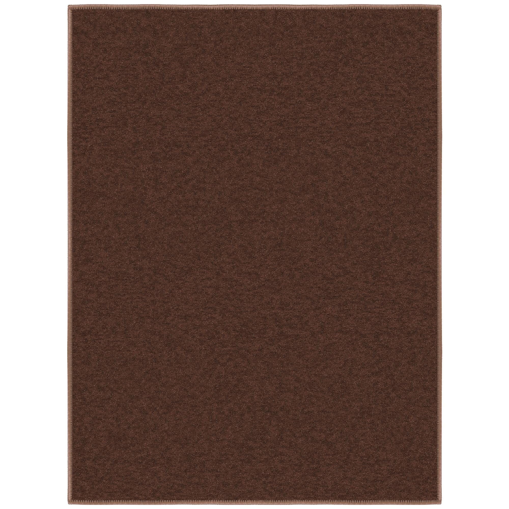 Ottomanson Solid Indoor Doormat 2'3" x 3' - Non Slip Low Pile Area Rug for Entryway, Brown