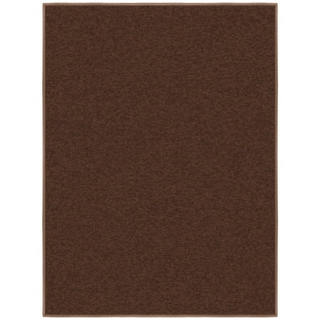 Ottomanson Solid Indoor Doormat 2'3" x 3' - Non Slip Low Pile Area Rug for Entryway, Brown