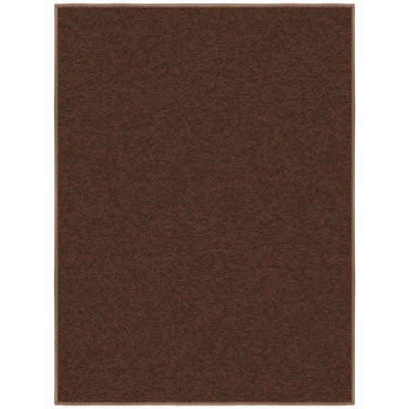 Ottomanson Solid Indoor Doormat 2'3" x 3' - Non Slip Low Pile Area Rug for Entryway, Brown
