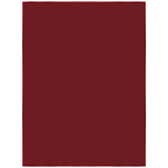 Ottomanson Solid Indoor Doormat 2'3" x 3' - Non Slip Low Pile Area Rug for Entryway, Red