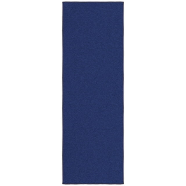Ottomanson Non-Slip Rubberback Modern Solid 2x5 Indoor Runner Rug, 20" x 59", Navy