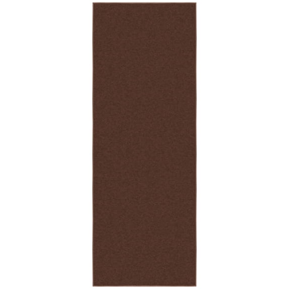 Ottomanson Solid Kitchen Runner Rug 1'10" x 6' - Non Slip Low Pile Carpet, Brown