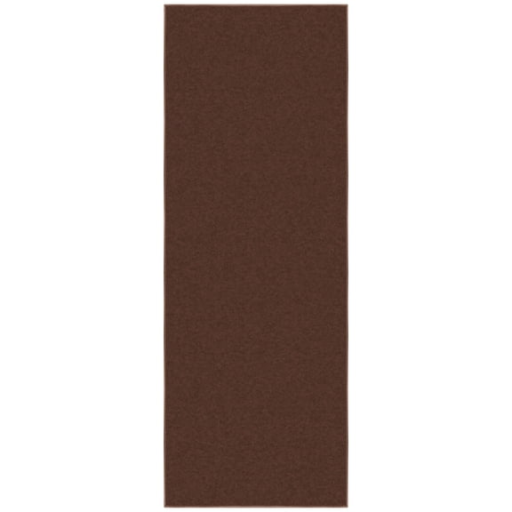 Ottomanson Solid Kitchen Runner Rug 1'10" x 6' - Non Slip Low Pile Carpet, Brown