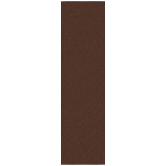 Ottomanson Solid Hallway Runner Rug 2'7" x 9'10" - Non Slip Low Pile Carpet, Brown