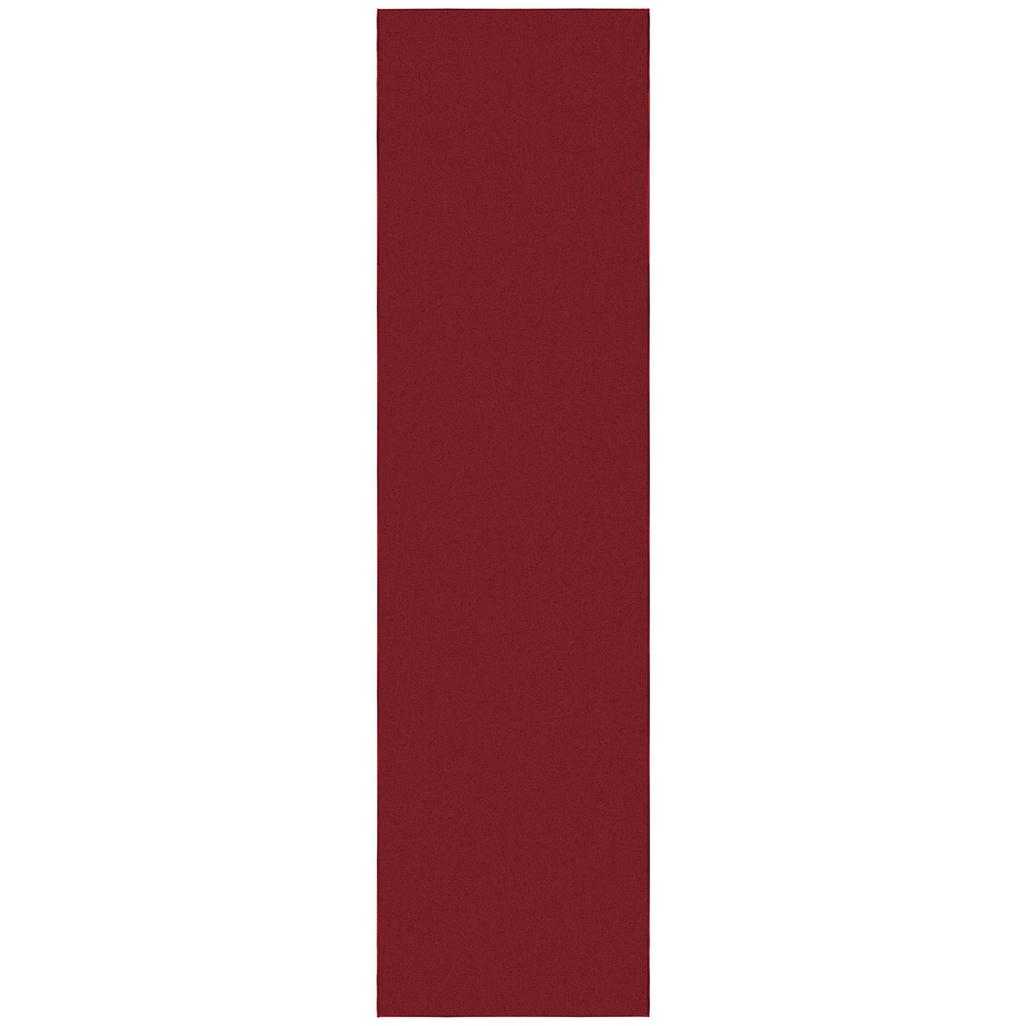 Red Solid Synthetic Washable Runner Rug with Non-Slip Backing
