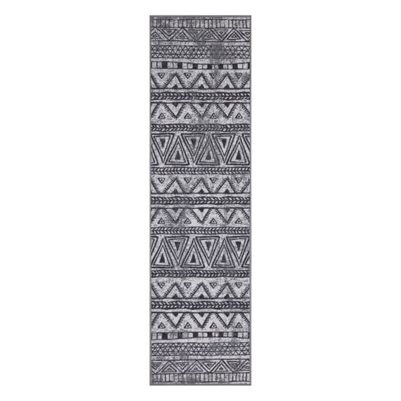 Ottomanson Non-Slip Hallway Runner Rug 1'10" x 7' Perfect for High Traffic Areas, Gray Boho