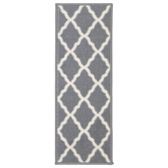 Ottomanson Non-Slip Rubberback Moroccan Trellis 8.5" x 26" Indoor Stair Treads, 14 Pack, Gray
