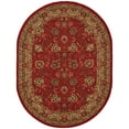 thumbnail image 1 of Ottomanson Non-Slip Area Rug for Living Room 5' x 6'6" Oval Durable Low Profile Carpet, Red Floral, 1 of 8