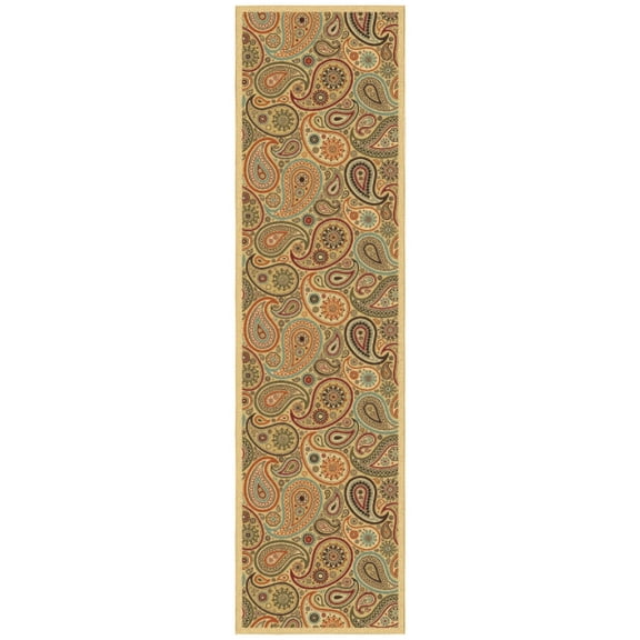 Ottomanson Non-Slip Rubberback Paisley 3x10 Indoor Runner Rug, 2'7" x 9'10", Beige