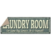 Machine Washable Text Non-Slip Rubberback 2x5 Runner Rug for Laundry Room 20" x 59", Baby Blue