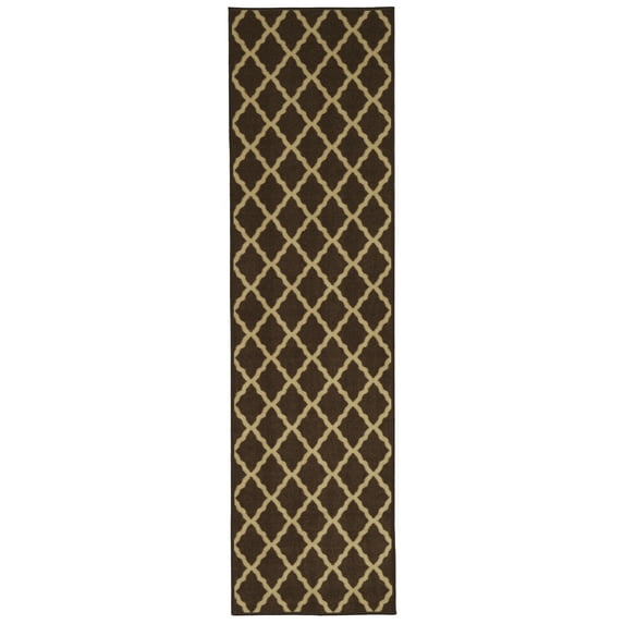 Ottomanson Non-Slip Hallway Runner Rug 20" x 59" Perfect for High Traffic Areas, Brown Trellis