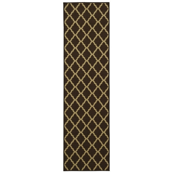 Ottomanson Non-Slip Hallway Runner Rug 20" x 59" Perfect for High Traffic Areas, Brown Trellis