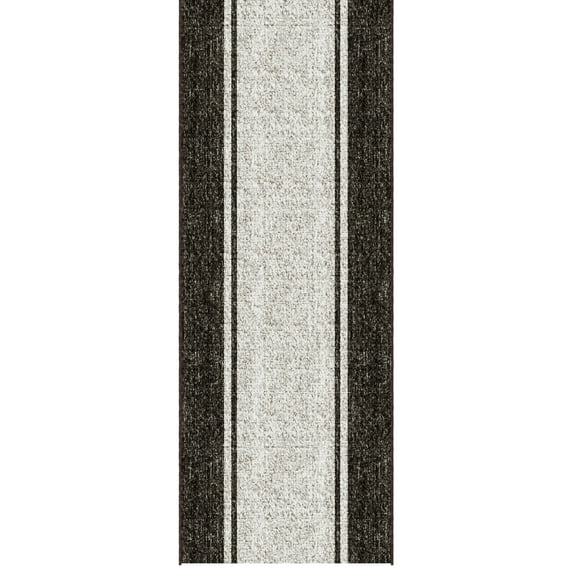 Ottomanson Aisle Runner Rug 1'10.5" x 15' Soft Non-Slip Indoor Rug, Border Brown