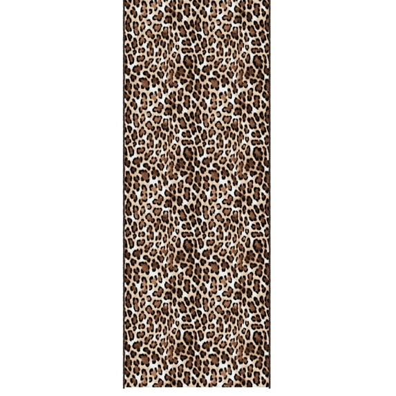 Ottomanson Aisle Runner Rug 1'10.5" x 15' Soft Non-Slip Indoor Rug, Leopard Print Brown