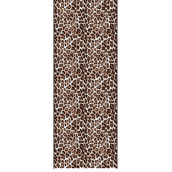 Ottomanson Aisle Runner Rug 1'10.5" x 17' Soft Non-Slip Indoor Rug, Leopard Print Brown