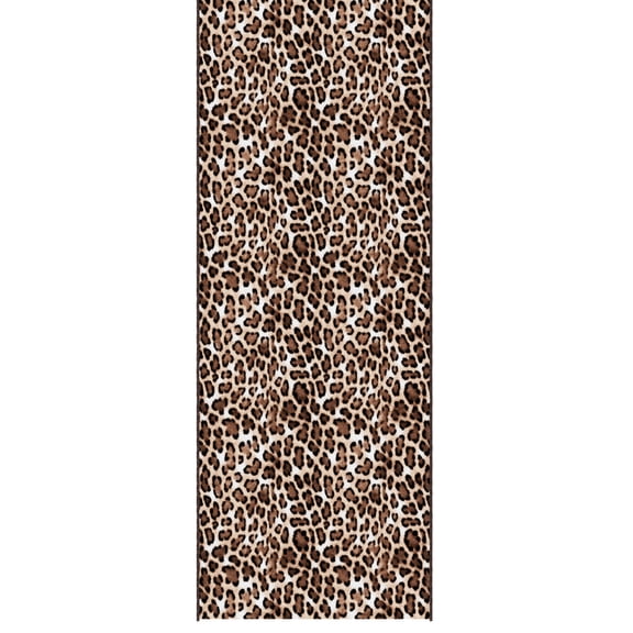 Ottomanson Aisle Runner Rug 1'10.5" x 17' Soft Non-Slip Indoor Rug, Leopard Print Brown