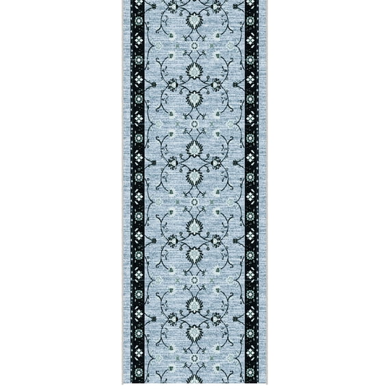 Ottomanson Aisle Runner Rug 1'10.5" x 19' Soft Non-Slip Indoor Rug, Mahal Blue